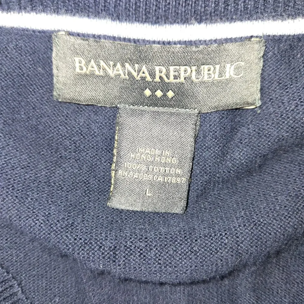 Banana Republic Blue V-neck Cotton Sweater Vest Size Large